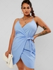 ZAFUL Plus Size Tied Mini Wrap Dress