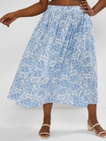 ZAFUL Plus Size Tropical Palm Leaf Midi Skirt