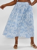 ZAFUL Plus Size Tropical Palm Leaf Midi Skirt