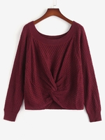 ZAFUL Plus Size Twist Front Raglan Sleeve Sweater