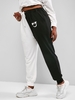 ZAFUL Plus Size Two Tone Face Print Drawstring Sweatpants
