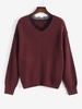 ZAFUL Plus Size V Neck Lace Trim Sweater