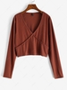 ZAFUL Plus Size V Neck Rib-knit Long Sleeve Top