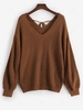 ZAFUL Plus Size V Neck Tie Back Sweater