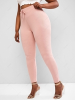 ZAFUL Plus Size Waist Tie Ribbed Leggings
