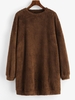 ZAFUL Plush Faux Fur Sweatshirt Dress M Deep coffee