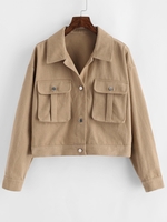 ZAFUL Pocket Drop Shoulder Cargo Jacket L Light khaki