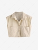 ZAFUL Pocket Sleeveless Crop Shirt M Light coffee