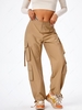 ZAFUL Pockets Ankle Tie Cargo Pants L Light coffee
