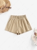 ZAFUL Pockets Button Waist Paperbag Shorts M Coffee