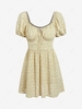 ZAFUL Puff Sleeve Ditsy Floral Milkmaid Dress Xl Yellow