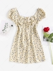 ZAFUL Puff Sleeve Floral Print Mini Dress Xl Light yellow