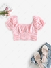 ZAFUL Puff Sleeve Ruched Bustier Cropped Blouse S Light pink