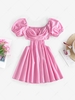ZAFUL Puff Sleeve Ruched Cutout Skater Dress Xl Light pink
