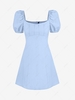 ZAFUL Puff Sleeve Square Neck Mini Dress Xl Light blue