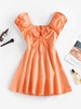 ZAFUL Puff Sleeve Tie A Line Dress M Light orange
