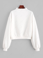 ZAFUL Pullover Mock Neck Plain Sweatshirt Xl Milk white