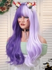 zaful Purple Colorblock Full Bang Long Wavy Synthetic Halloween Cosplay Wig