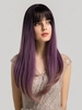 zaful Purple Mixed Color See-through Bang Long Straight Synthetic Wig