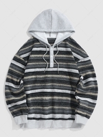 ZAFUL Quarter Button Hooded Spliced Colorblock Fuzzy Sweater Xxl Dark gray