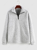 ZAFUL Quarter Zip Faux Shearling Fuzzy Sweatshirt Xl Light gray