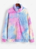 ZAFUL Quarter Zip Tie Dye Fluffy Sweatshirt L Blue