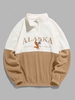ZAFUL Quater Zip Design ALASKA Embroider Two Tone Polar Fleece Sweatshirt Xxl Coffee