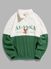ZAFUL Quater Zip Design ALASKA Embroider Two Tone Polar Fleece Sweatshirt Xxl Deep green
