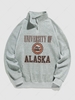 ZAFUL Quater Zip Letter Printed Fleece-lined Sweatshirt S Light gray
