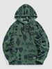 ZAFUL Quater Zip Pocket Ethnic Aztec Printed Pullover Fuzzy Hoodie Xl Deep green