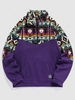 ZAFUL Quater Zip Polar Fleece Spliced Ethnic Printed Hoodie Xxl Purple