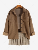 ZAFUL Quilted Drop Shoulder Jacket M Coffee