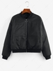 ZAFUL Quilted Drop Shoulder Zip Up Jacket L Black