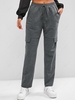 ZAFUL Quilted Flap Detail Bowknot Straight Pants M Carbon gray