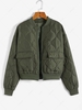 ZAFUL Quilted Flap Pockets Bomber Jacket L Deep green