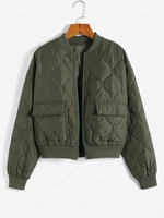 ZAFUL Quilted Flap Pockets Bomber Jacket L Deep green