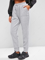 ZAFUL Quilted Pocket Drawstring Sweatpants S Light gray