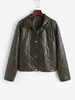 ZAFUL Quilted PU Drop Shoulder Coat S Deep green