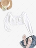 ZAFUL Raglan Sleeve Button Front Milkmaid Top M White