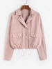 ZAFUL Raglan Sleeve Faux Suede Pocket Jacket M Light pink