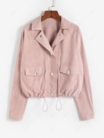 ZAFUL Raglan Sleeve Faux Suede Pocket Jacket S Light pink
