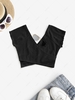 ZAFUL Raglan Sleeve Low Cut Knitted Surplice Tee Xl Black