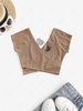 ZAFUL Raglan Sleeve Low Cut Knitted Surplice Tee Xl Coffee
