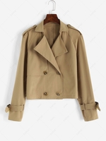 ZAFUL Raglan Sleeve Short Trench Coat M Light coffee