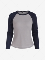 ZAFUL Raglan Sleeve Textured Two Tone Plus Size Tee