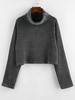ZAFUL Raglan Sleeve Turtleneck Knitwear L Gray