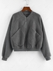 ZAFUL Raglan Sleeve Zip Up Pocket Teddy Jacket M Dark gray