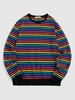 ZAFUL Rainbow Striped Print Long Sleeve T-shirt S