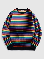 ZAFUL Rainbow Striped Print Long Sleeve T-shirt S