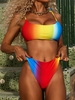 ZAFUL Rainbow Tie Shoulder Cheeky Bikini Swimwear S
